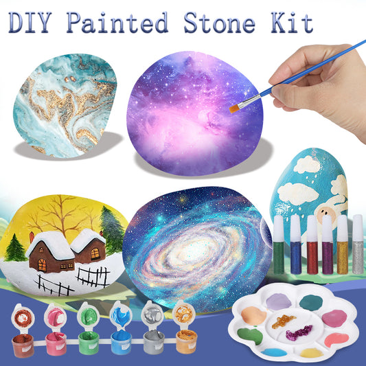 Kakubi Glow in The Dark Rock Painting Kit for Kids – DIY Painted Pebble Art Craft Set with Paints & Brushes – Creative Night Light Stones for Boys & Girls – Parent-Child STEM Toy Gift