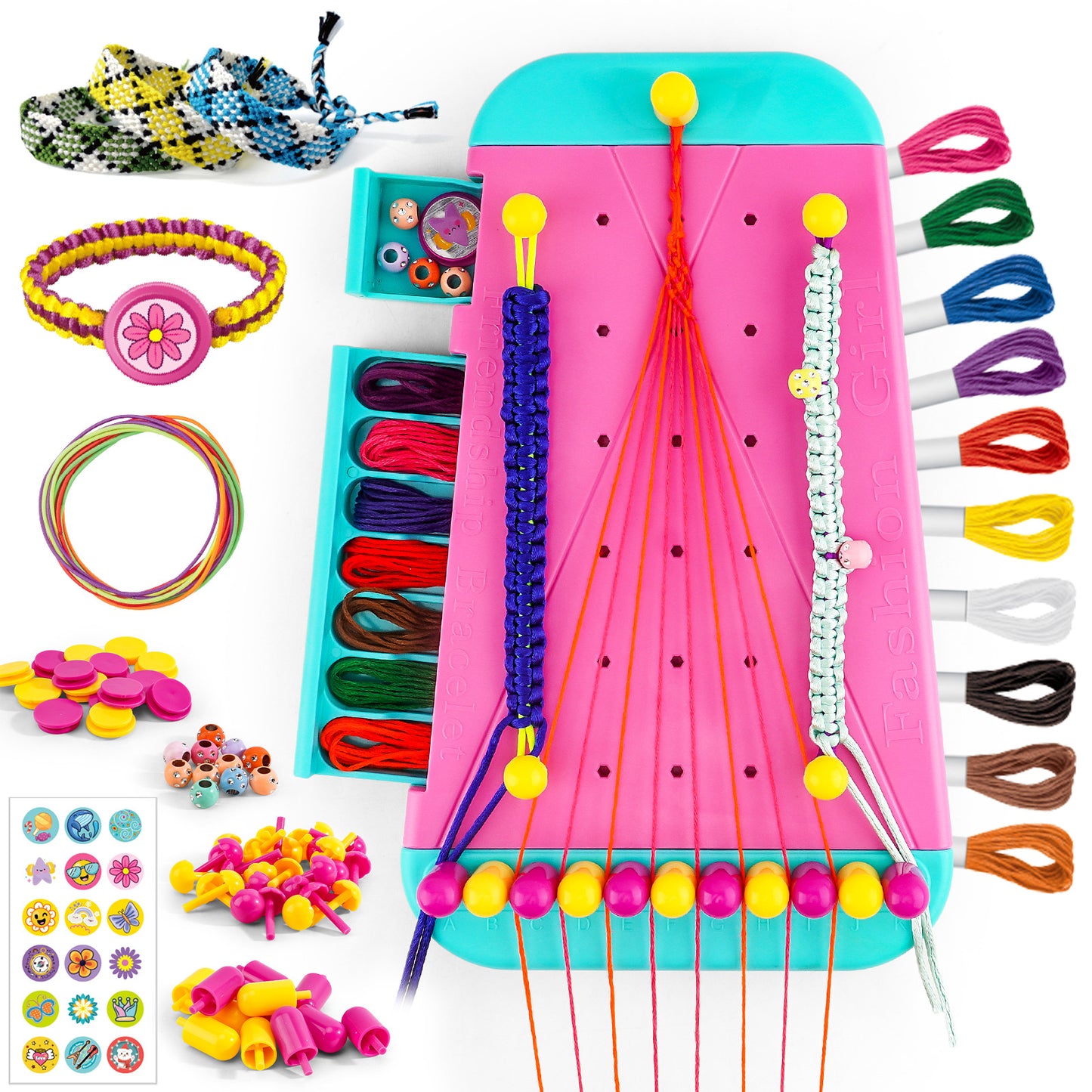 Friendship Bracelet Maker Kit for Girls – DIY Craft Loom Set with Beads & Strings – Jewelry Weaving Toy Gift for Kids Age 6–12 – Birthday Christmas Craft Kit