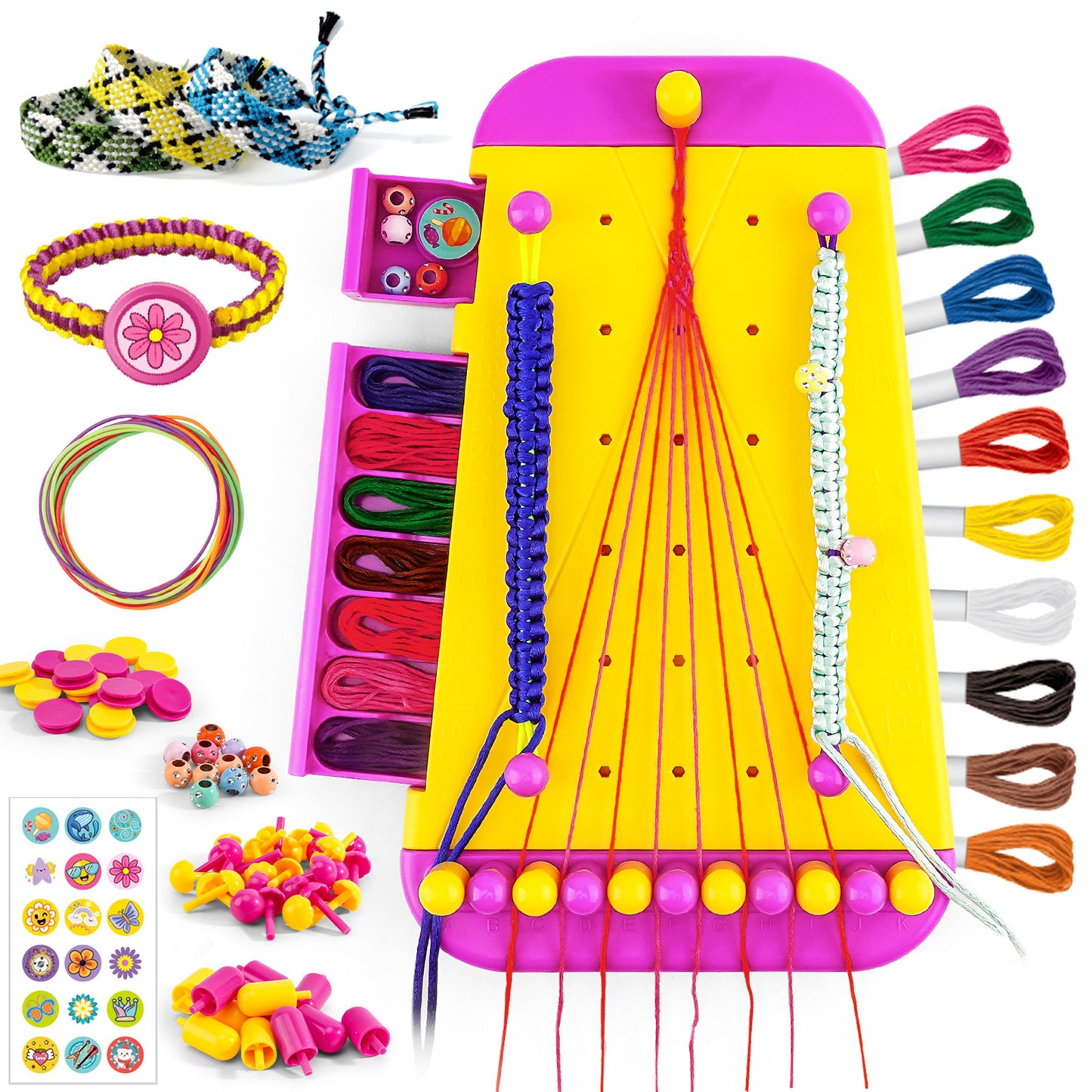 Friendship Bracelet Maker Kit for Girls – DIY Craft Loom Set with Beads & Strings – Jewelry Weaving Toy Gift for Kids Age 6–12 – Birthday Christmas Craft Kit