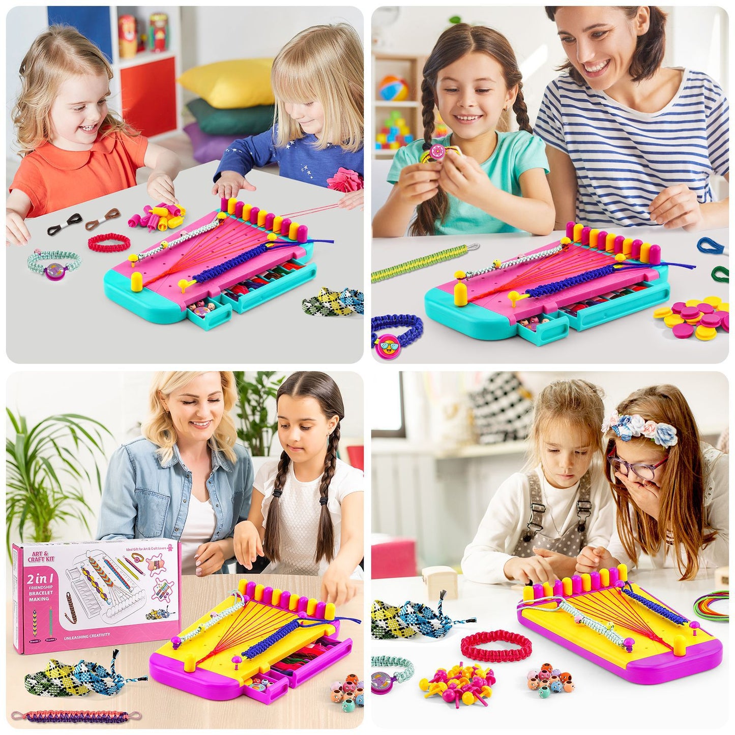 Friendship Bracelet Maker Kit for Girls – DIY Craft Loom Set with Beads & Strings – Jewelry Weaving Toy Gift for Kids Age 6–12 – Birthday Christmas Craft Kit