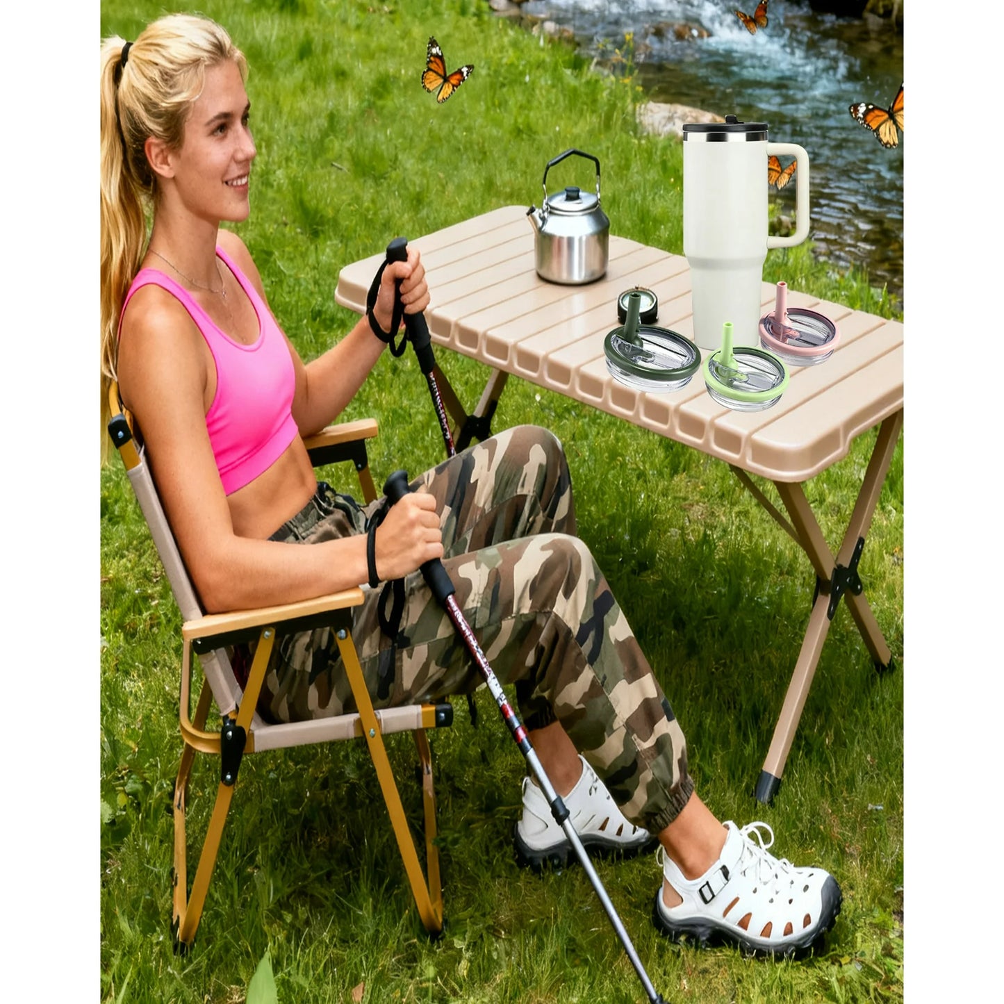 CENLYIN 40oz Spill Proof Flip Straw Lid Replacement for Stanley Quencher, 2 Pack Leak Proof Stanley Straw Lids, Reusable No Spill Tumbler Straw Cover