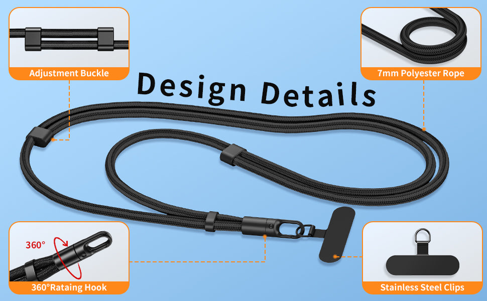 Phone Lanyard Crossbody Strap for Cellphone Case with Tether Tab, Adjustable Detachable Phone Strap with Metal Buckles for Women and Men (Pink)