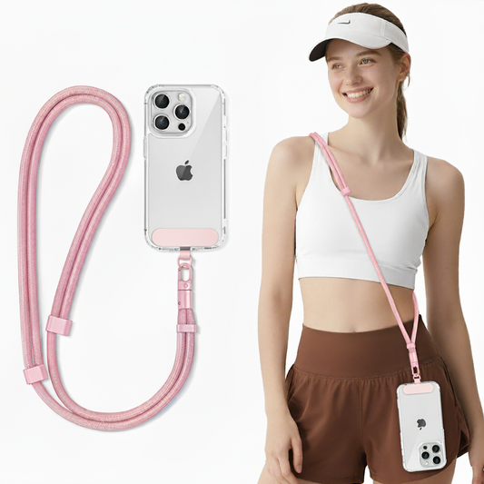 Phone Lanyard Crossbody Strap for Cellphone Case with Tether Tab, Adjustable Detachable Phone Strap with Metal Buckles for Women and Men (Pink)
