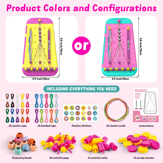 Friendship Bracelet Maker Kit for Girls – DIY Craft Loom Set with Beads & Strings – Jewelry Weaving Toy Gift for Kids Age 6–12 – Birthday Christmas Craft Kit